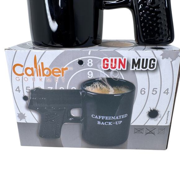 Caliber Creative Pistol Shaped Ceramic Mug w/ 3D‎ Thin Shell Relief Handle Black - Picture 2 of 8